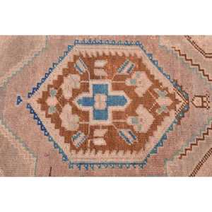 Alfombra Vintage de 1.4x2.7 pies, Alfombra Turca Pequeña, Alfombra de Lana con Estampado Animal en Tonos Marrón y Azul - Product Image 3