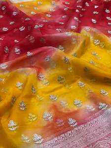 Dernière tenue traditionnelle indienne Saree en organza avec chemisier avec cravate et matrice et travail de broderie Exportateur mondial - Product Image 3
