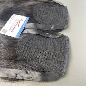 Prix de gros Extensions de cheveux queue de cheval noir naturel 100% cheveux humains meilleure qualité très soyeux sans enchevêtrement sans perte grand stock - Product Image 6