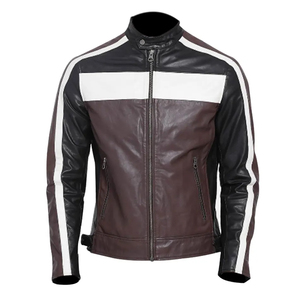 Veste en cuir d'agneau véritable sur mesure pour homme, coupe ajustée, style motard, veste de moto décontractée, vestes de moto en cuir - Product Image 1