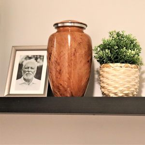 Brown Funeral <b>Urn</b> Marble Oak Cremation <b>Urn</b> for Human Ashes Hand Made in Aluminum Suitable for Cemetery Burial or Niche <b>Large</b> - Product Image 5