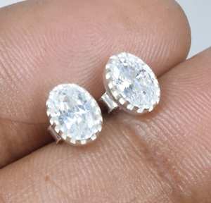 Véritable pierre précieuse de topaze blanche ovale facettée en argent sterling 925 massif Boucles d'oreilles pierre de naissance blanche Prix de gros - Product Image 2