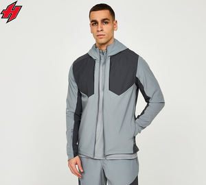 Conjunto de chándal cortavientos de dos piezas con bloque de Color de nueva tendencia, conjuntos de prendas de vestir para hombre, chaqueta cortavientos de nailon, conjuntos de chándal para correr - Product Image 3