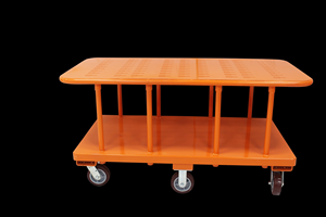 New Condition <b>Compact</b> Double Deck Platform Trolley Foldable Steel Warehouse Cart OEM/ODM in Vietnam for Material Handling - Product Image 2