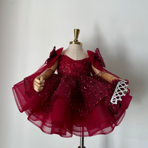 Vestido Corto con Lentejuelas Hombros Descubiertos Nhung Nguyen Vestido de Princesa para Niña Bebé Infantil OEM ODM Precio Competitivo Hecho en Vietnam - Product Image 2