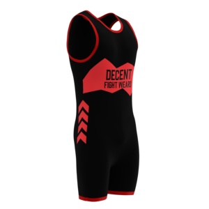 Combinaison de lutte noire et rouge pour hommes Decent Fight Wears, vêtements de combat mixte ajustés, respirants, extensibles et anti-transpiration - Product Image 3