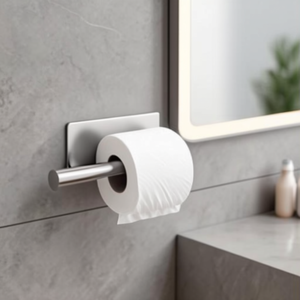 HM Modern Minimalist Rectangular Mount <b>Post</b> Wall Mounted Toilet Paper Holder Brushed Stainless Steel Adhesive Bathroom Holder - Product Image 3