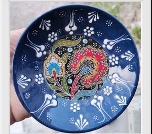 DAFNI BIG PAZAR HAND MADE BRIEF HAND-PAINTED SINGLE COLOR <b>PORTABLE</b> COVERLESS CERAMIC <b>ASHTRAY</b> - Product Image 1