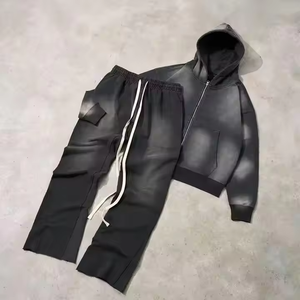Survêtements coupe-vent zippés deux pièces en coton respirant de qualité supérieure pour hommes logo personnalisé OEM saison d'hiver style strass - Product Image 1