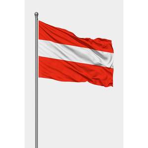 Drapeau d'extérieur numérique imprimé en soie de l'Autriche avec mât en aluminium – Style élégant - Product Image 1