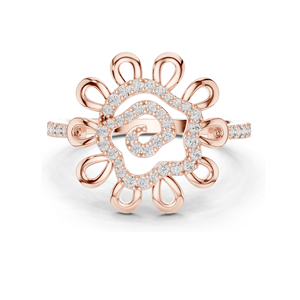 แหวนเพชรทรงดอกไม้สำหรับผู้หญิง เพชรเพาะเลี้ยง 0.26 กะรัต ทอง 18KT, 14KT, 10KT และเงิน 925 สีโรสโกลด์, สีเหลือง, สีขาว - Product Image 4