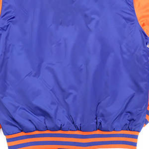 Chaqueta Bomber Unisex de Primavera de Alta Calidad, Personalizada, de Seda/Algodón, Casual, Reversible, Impermeable y Cortavientos, con Frente Azul Rey y Cuerpo Naranja - Product Image 5