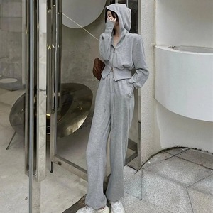 Conjunto de 2 piezas de chándal informal para mujer, conjunto de sudaderas con capucha de otoño e invierno, pantalones de chándal de pierna ancha, trajes deportivos, ropa de Fitness para exteriores - Product Image 2