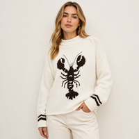 Pull en tricot jacquard FNJIA pour femme, col rond, 7GG, 100 % coton, vêtement décontracté pour l'automne, possibilité de personnalisation OEM en gros