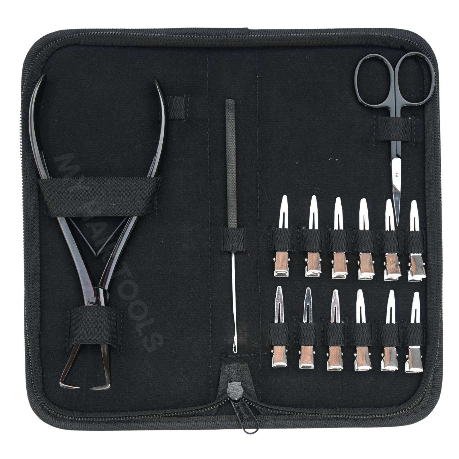 ชุดเครื่องมือสีดำและสีเงิน