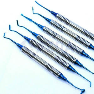 Juego de Instrumentos Profesionales para Obturaciones Dentales de Composite, Kit de Herramientas Restauradoras con Recubrimiento de Titanio Dorado y Azul - Product Image 6