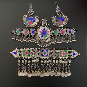 เทรนด์แฟชั่นล่าสุด ชุดเครื่องประดับทองแดงประดับเพทายแบบอัฟกัน สร้อยคอ ต่างหู ชุดของขวัญงานแต่งงาน งานปาร์ตี้ วันครบรอบ - Product Image 6