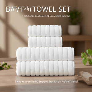 DAFNI BIG PAZAR 100% Cotton Knitted Ribbed Terry <b>Fabric</b> Bath Towel Set Moisture-Absorbent <b>Medium</b> Weight 6 Pcs - Product Image 2