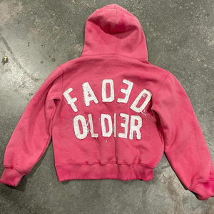 Sweat à Capuche pour Homme Vintage Lavé à l'Acide Personnalisé Broderie Patchwork en Détresse 500 Gsm 100% Coton Épaule Lourde Design Boxy - Product Image 2