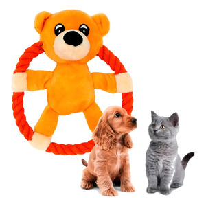 ของเล่นสุนัข ตุ๊กตาหมีขนนุ่ม มีเสียงพร้อมสายคล้อง - คละสี - Product Image 1
