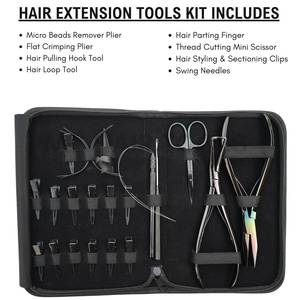 Kit de Herramientas para Extensiones de Cabello con Microperlas, Agujas de Coser, Pinzas para Crimpar y Remover, Anillos de Sección y Pinzas de Pico de Pato - Product Image 2