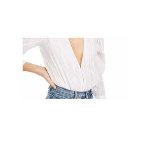 Body da donna Danielle Bernstein con scollo a V profondo, casual, in nylon bianco, a maniche corte, stampa estiva, taglie forti XS - Product Image 3