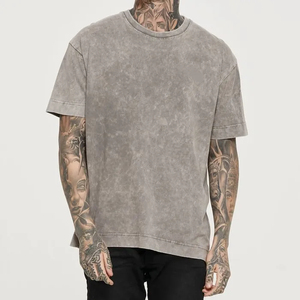 High Street Black Hip Hop logotipo personalizado de gran tamaño ácido lavado camiseta hombres Vintage ácido lavado hombres camisetas - Product Image 6