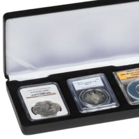Boîte d'emballage de pièces de monnaie certifiées en similicuir noir pour Pcgs Ngc Anacs