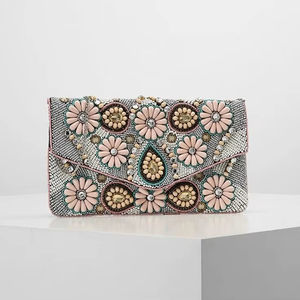 ASSISTANT EMBROIDERY UNIQUE BAGS BEST Bohemian Style Embroidery Work Hand <b>Clutch</b> Purses Bags Fancy Design Lining Wholesale - Product Image 1