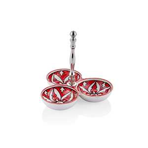 Bol à goûter rouge Corallo avec 3 compartiments 19x19x19 cm - Product Image 1