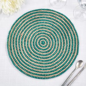 แผ่นรองจานปอกระเจาและลูกปัดไม้ทรงกลมสำหรับงานปาร์ตี้และฟังก์ชันอื่นๆบนโต๊ะอาหารแผ่นรองออกแบบตกแต่งดูเป็นธรรมชาติ - Product Image 3