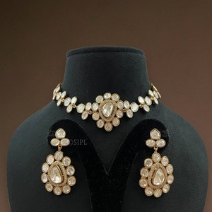 Ensemble de collier Polki Moissanite traditionnel pour les fêtes de mariage indiennes Designer fait à la main pour les femmes cadeau de fiançailles - Product Image 1