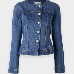 Chaqueta vaquera de mezclilla azul medio para mujer, diseño único, calidad superior, cierre de botones, diseñada para mujer, comodidad para todas las estaciones - Product Image 6