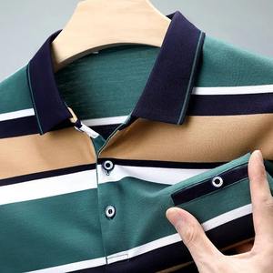 Camiseta de manga larga de algodón 100% para hombre, camiseta de base holgada a rayas con patrón sólido, estilo de lona a la moda - Product Image 5