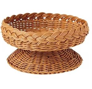 Bol en rotin de designer élégant Bol tissé polyvalent pour les collations de cuisine Fruits Noix Salade Table Affichage à la maison de l'Inde - Product Image 5