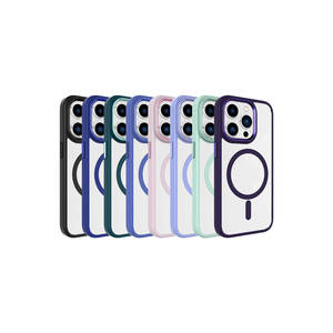 Coque en silicone Netzy SAFA Chrome pour Magsafe compatible avec la charge sans fil pour iPhone 15 Pro Max - Bleu - Product Image 2