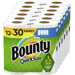 Paquete de 12 rollos de toallas de papel blancas de tamaño rápido = 30 rollos regulares - Product Image 1