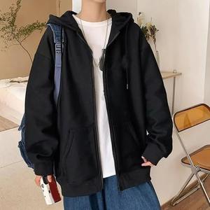 Sudadera con capucha de punto con cremallera clásica unisex para hombre con cremallera Sudadera con capucha Lisa para temporada de otoño - Product Image 1