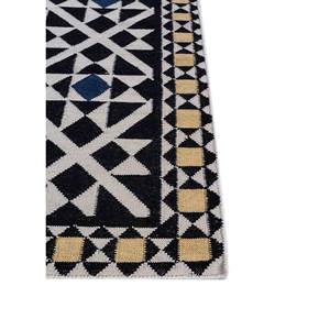 พรมขนสัตว์ทอลายเรียบอัลฮัมบราสีเทาและสีดำลายเรขาคณิตสำหรับบ้าน-ADWL-13161 - Product Image 4