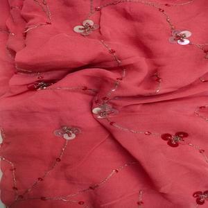 Tissu Georgette en soie brodé main - Product Image 1