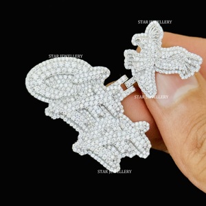 Pendentif lettre VVS Moissanite, pendentif personnalisé en argent sterling 925 VVS Moissanite glacé, pendentif Moissanite VVS glacé - Product Image 3