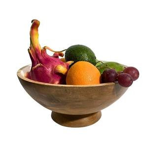 Cuenco grande de madera de mango natural, soporte de pedestal decorativo, cuenco de encimera de cocina, mesa de comedor, soporte de decoración de frutas - Product Image 4