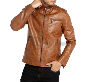 Venta caliente chaquetas de cuero para hombre OEM fábrica logotipo personalizado Slim Fit elegante suministro de ropa informal - Product Image 2