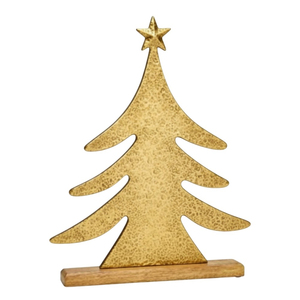 High Quality Handmade Metal <b>Christmas</b> <b>Tree</b> Sculpture On <b>Wood</b> Base Modern Silver Hammered Finish Aluminium Xmas Tabletop Decor - Product Image 3