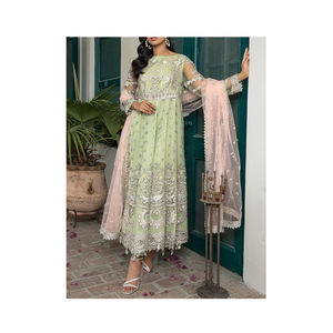 2025 traje Salwar Kameez traje de gasa indio paquistaní diseñador vestido boda tela colección venta vestido - Product Image 1