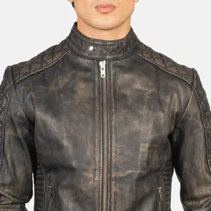 Vente en gros de veste de moto d'hiver en velours pour hommes de taille américaine en simili cuir avec col montant et capuche amovible - Product Image 6