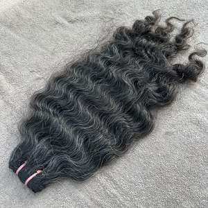Paquets de cheveux humains de trame gris foncé bouclés profonds 100% vierge Remy cuticule alignée qualité supérieure approvisionnement en gros en vrac - Product Image 3