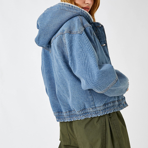 Wholesale Oversize Casual Fashion Women Plus Size <b>Denim</b> <b>Jacket</b> High Quality Latest Design Women hooded <b>Denim</b> <b>Jacket</b> - Product Image 3