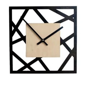 Horloge murale en bois rustique moderne horloge classique faite à la main avec cadre en métal pour la décoration de salon à la maison - Product Image 1