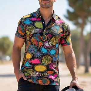 Polo à manches courtes pour homme, col rabattu, sublimation, 100% polyester, coton, golf, été - Product Image 5